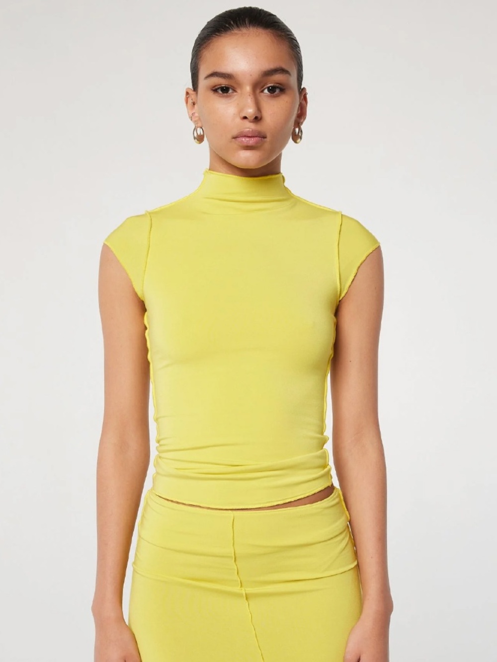 The Line by K Reese Electric Yellow Mock Neck Top